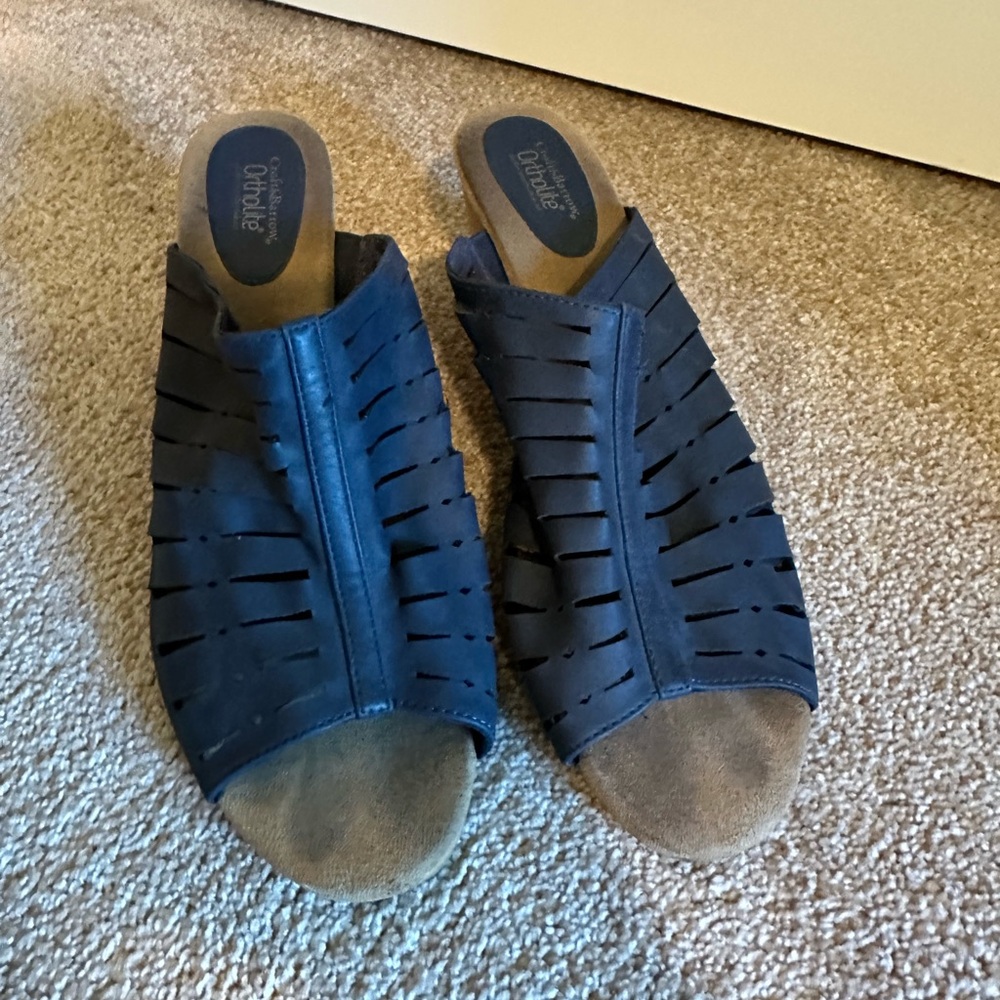 Croft & Barrow Ortholite Navy Size 11 - Women's Wedge Slide Sandals (3…